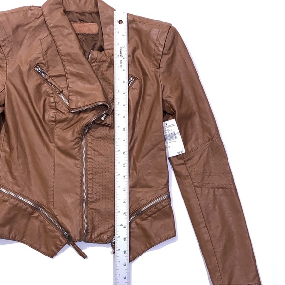 BLANKNYC Brown Cropped Vegan Leather Moto Zippered Biker Jacket Women’s XS - Picture 10 of 10